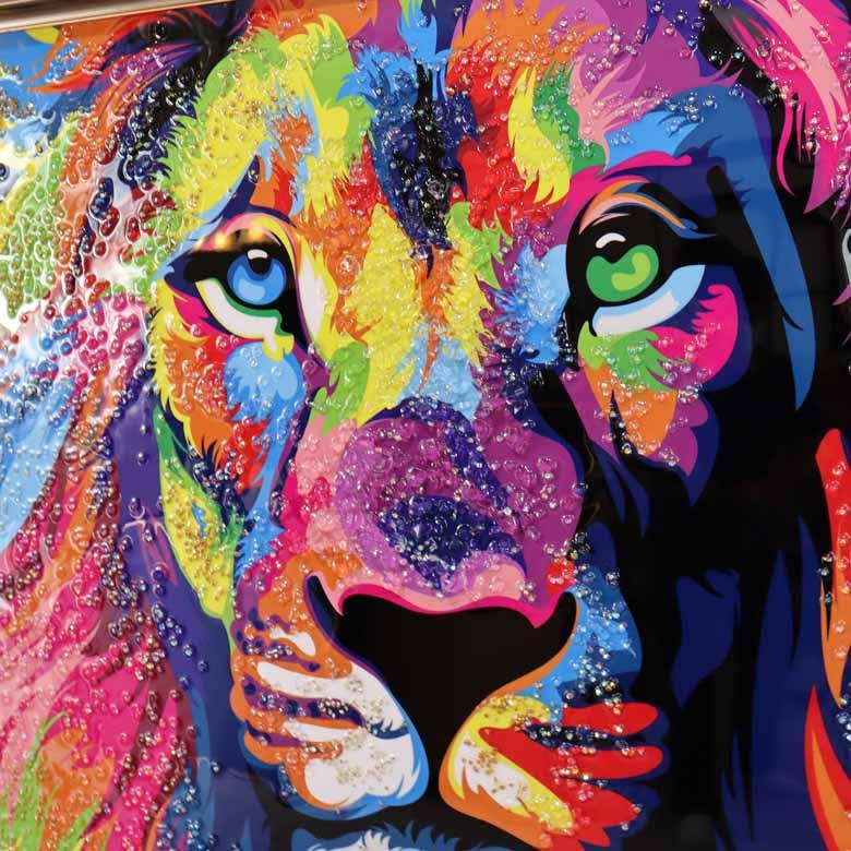 アートフレーム ライオン 絵画 キラキラアート ゴールドフレーム