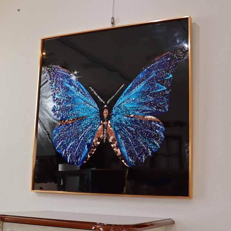 アートフレーム バタフライ キラキラアート 蝶 ゴールドフレーム