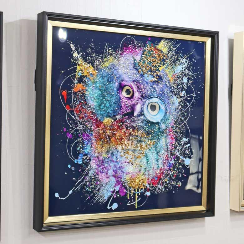 アートフレーム 梟 フクロウ キラキラアート ゴールドフレーム