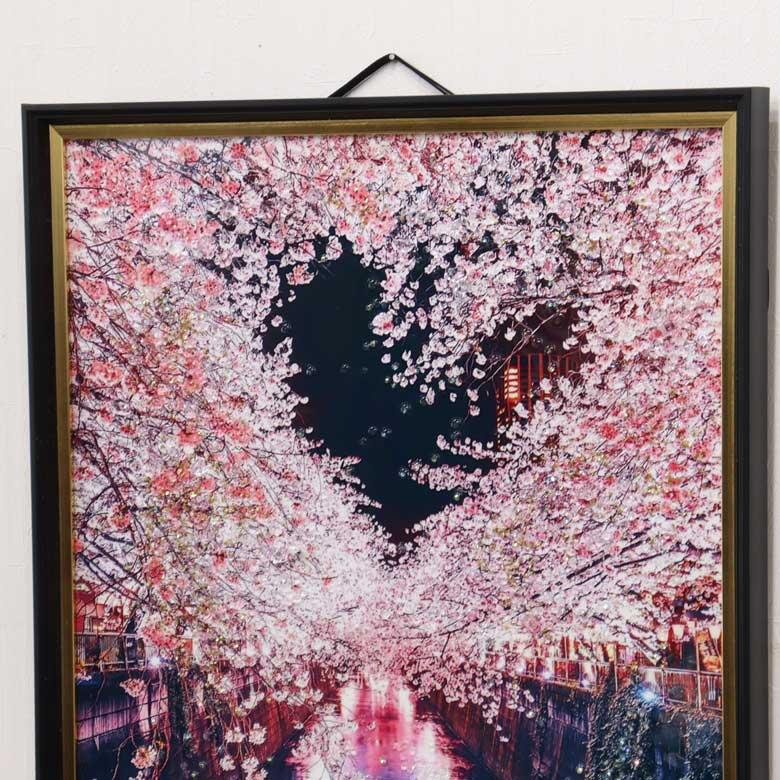 アートフレーム 桜 ハート キラキラアート 額絵 ウォールデコ