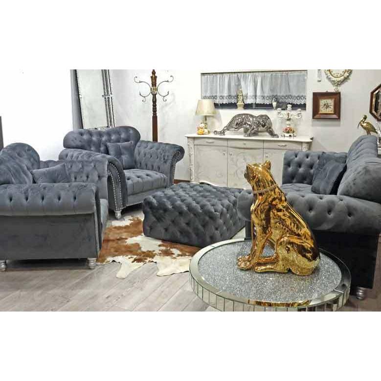 ソファーセット グレー 3人がけ 1人がけ オットマン 応接室用 背もたれ