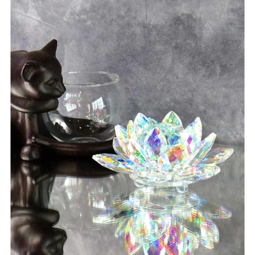 クリスタルガラス ロータス LL 蓮 クリア オーナメント オブジェ