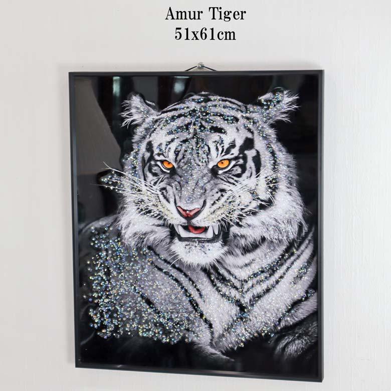 アートフレーム 虎/ホワイトタイガー 絵画 キラキラアート ウォール