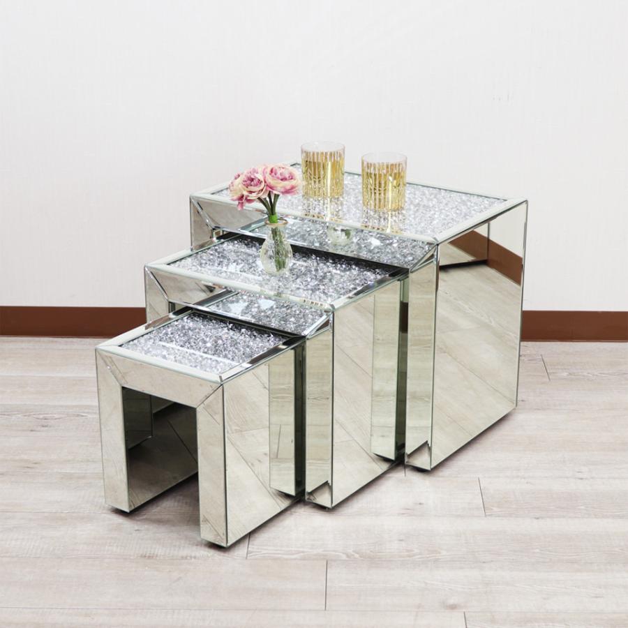 ミラー家具 ネストテーブル 3点セット ディスプレイスタンド サイド
