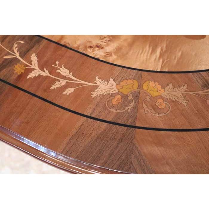 イタリア ダイニングテーブル 150cm幅 象嵌 楕円型 食卓 オーバル 4人