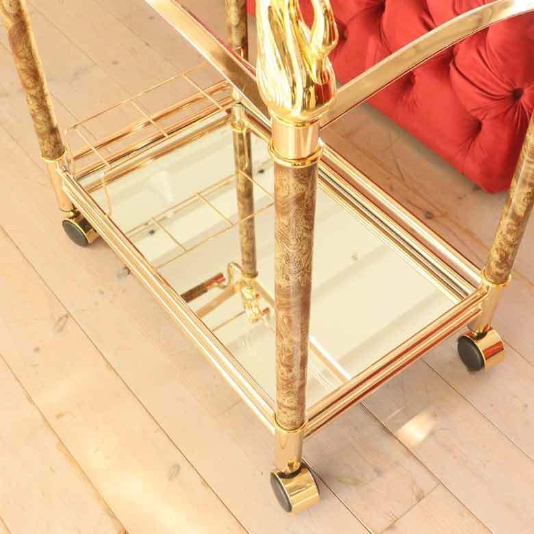 ワゴン ガラス ゴールド トロリー 給仕 クラシカルスタイル