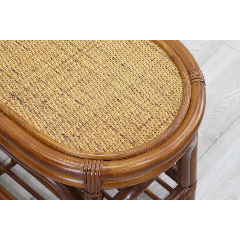 軽量ラタン ローテーブル サイドテーブル 小判型 手作り 軽い