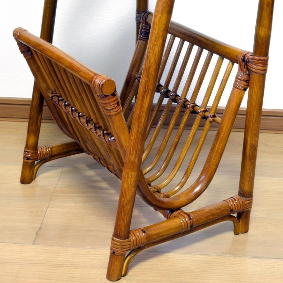 軽量ラタン テーブル付きマガジンラック 両面 手作り サイドテーブル