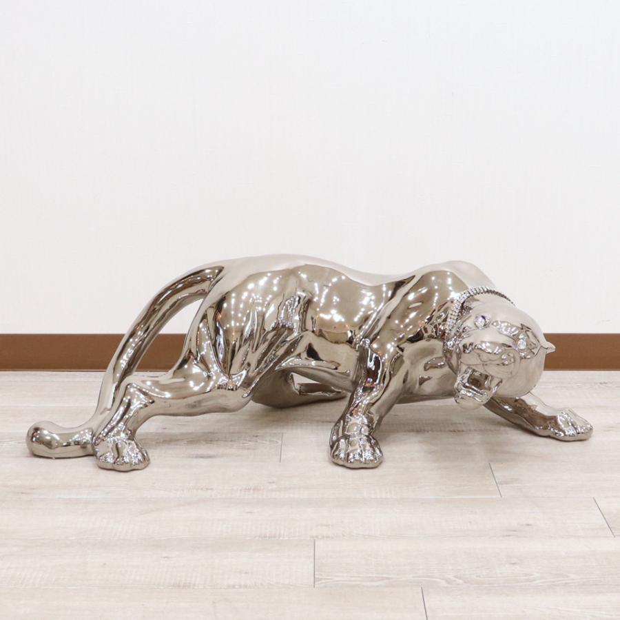 陶器 動物 パンサー 置物 イタリア製 プラチナム 完成品 アニマル