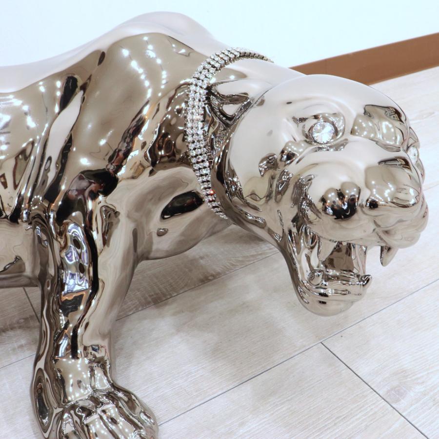 陶器 動物 パンサー 置物 イタリア製 プラチナム 完成品 アニマル