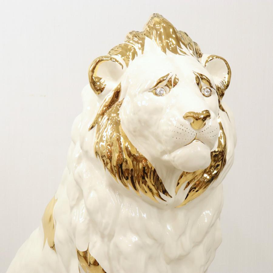 陶器 動物 ライオン 置物 イタリア製 獅子 完成品 ヨーロピアン
