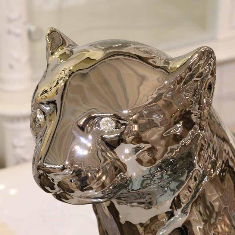 陶器 動物 ヒョウ 置物 イタリア製 豹 レオパード 完成品 ヨーロピアン
