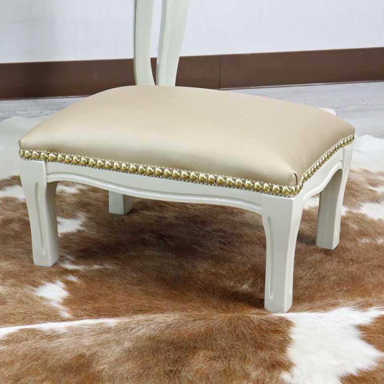 イタリア フットスツール 猫脚 合皮 ゴールド オットマン 補助椅子