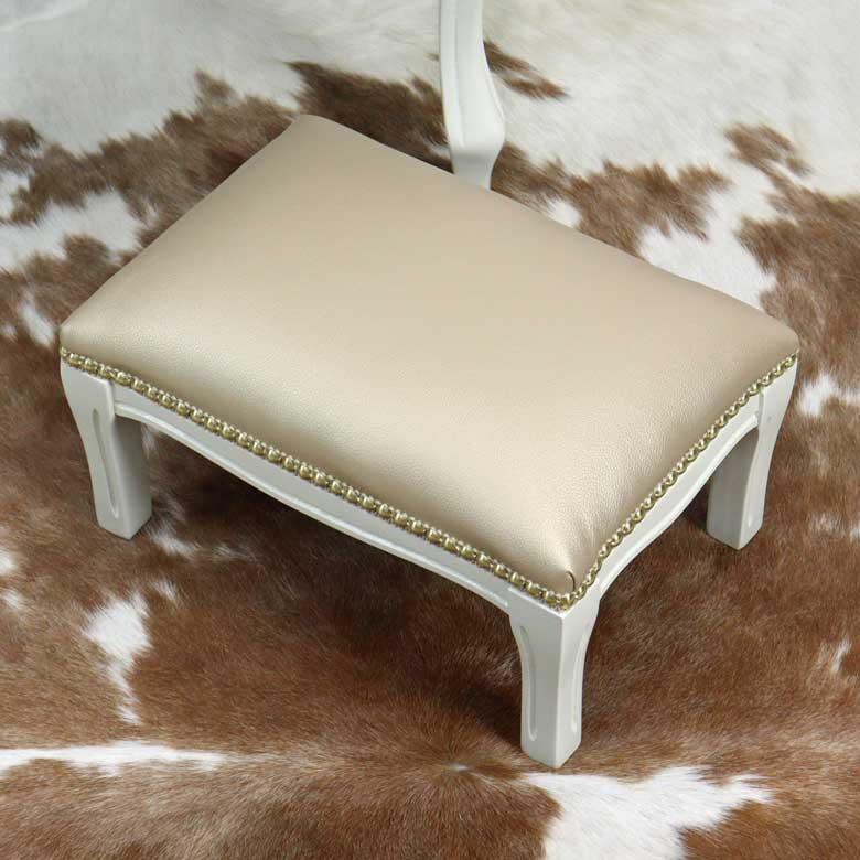 イタリア フットスツール 猫脚 合皮 ゴールド オットマン 補助椅子