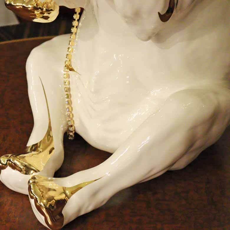 陶器 動物 ゾウ 置物 イタリア製 完成品 アニマルオブジェ AHURA 1495C