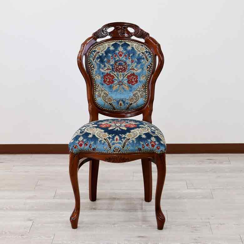 イタリア ダイニングチェア ブルー・金華山 木製 完成品 イス チェア