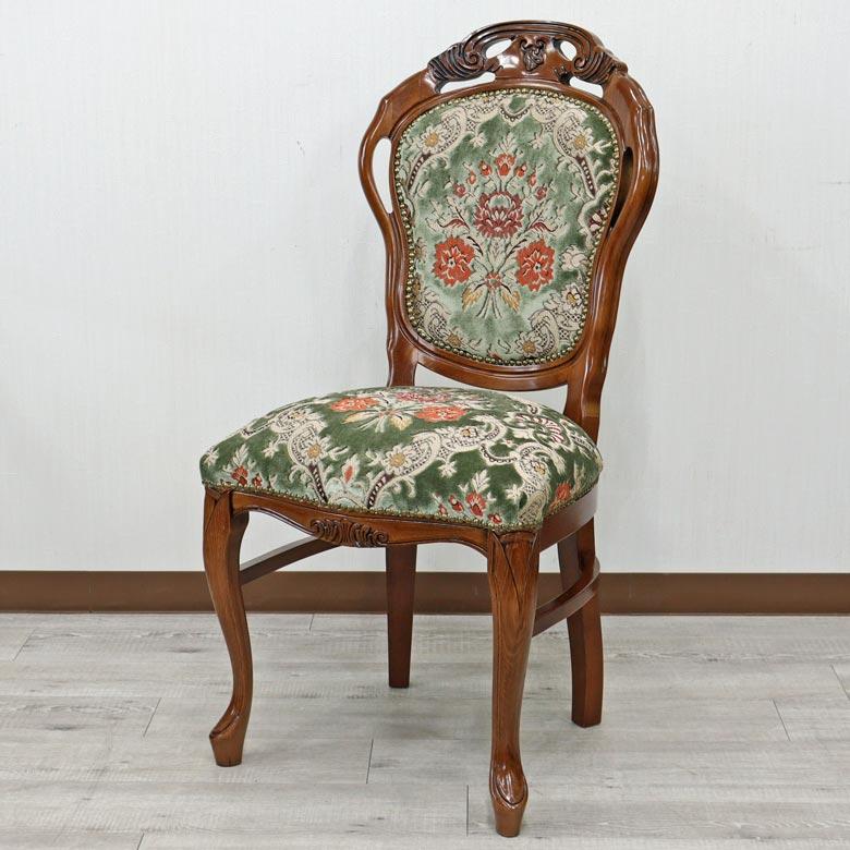 イタリア ダイニングチェア グリーン・金華山 木製 完成品 イス チェア