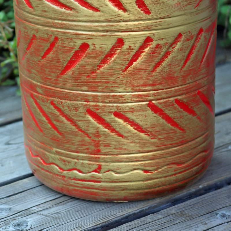 陶器 かさ立て イタリア製 アンブレラスタンド レッド×ゴールド