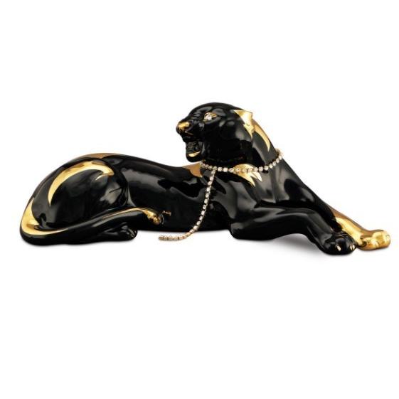 陶器 動物 ヒョウ 置物 イタリア製 レオパード 豹 完成品 ヨーロピアン