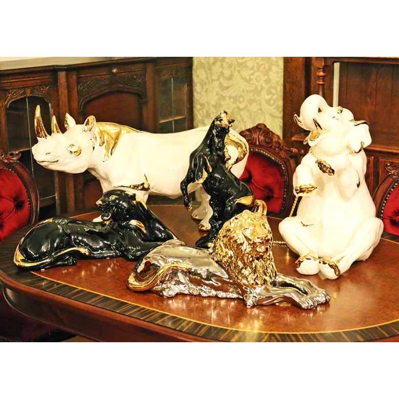 陶器 動物 ヒョウ 置物 イタリア製 レオパード 豹 完成品 ヨーロピアン