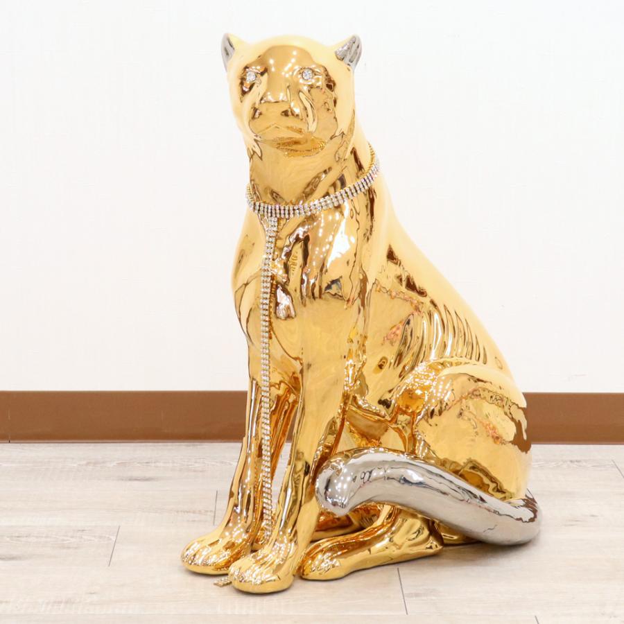 陶器 動物 ヒョウ 置物 イタリア製 豹 レオパード 完成品 ヨーロピアン