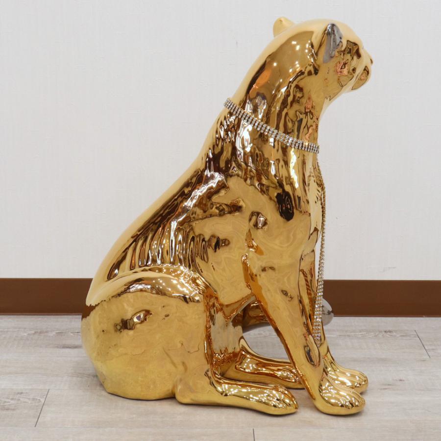 陶器 動物 ヒョウ 置物 イタリア製 豹 レオパード 完成品 ヨーロピアン