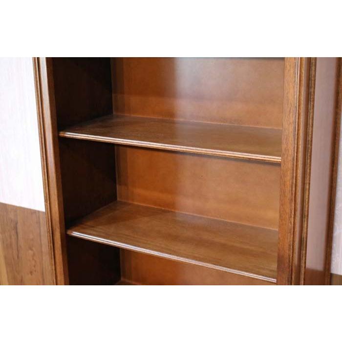 イタリア ブックケース 本棚 茶 象嵌 オープンキャビネット 丸脚 完成