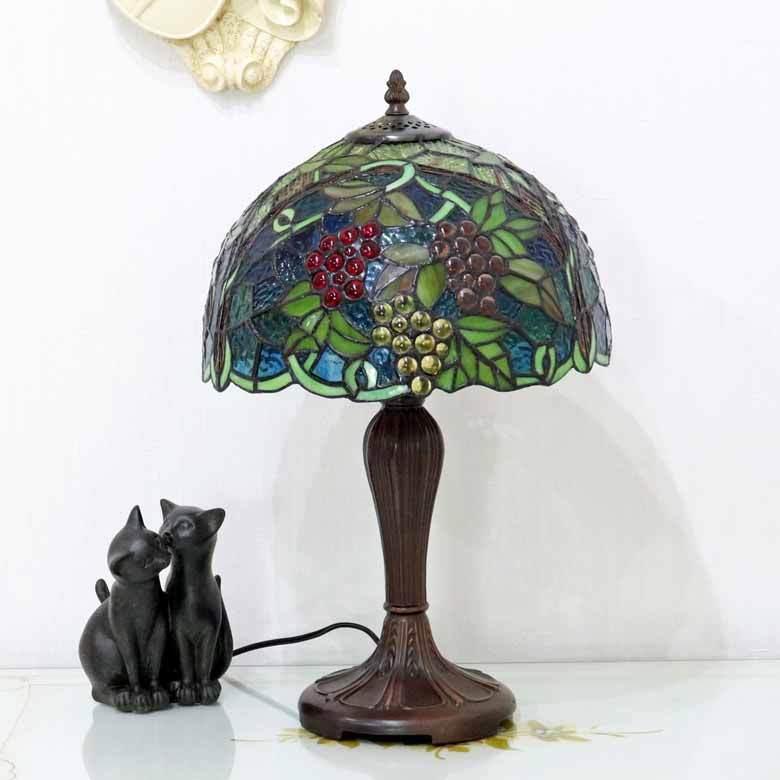 ステンドグラスランプ 葡萄 12インチ ティファニーランプ レトロ
