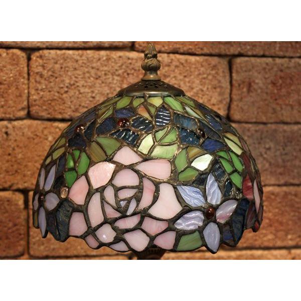 ステンドグラスランプ アンティークローズ 8インチ 卓上ランプ