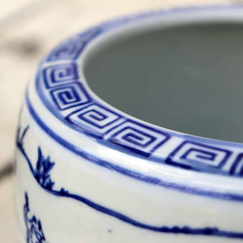 水鉢 陶器 鳥獣戯画 5号 ミニ火鉢 鉢カバー プランターカバー