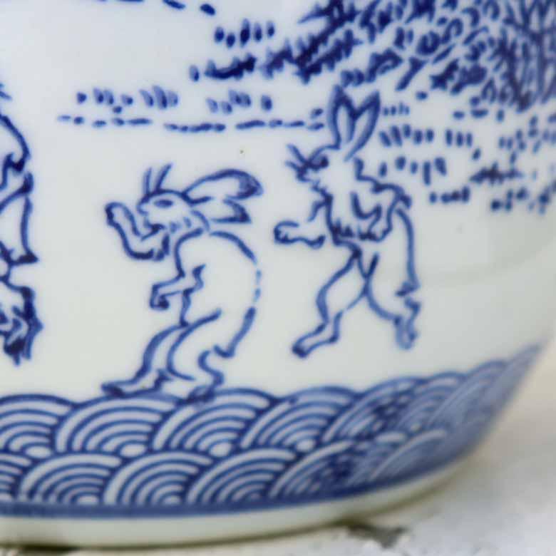 水鉢 陶器 鳥獣戯画 5号 ミニ火鉢 鉢カバー プランターカバー