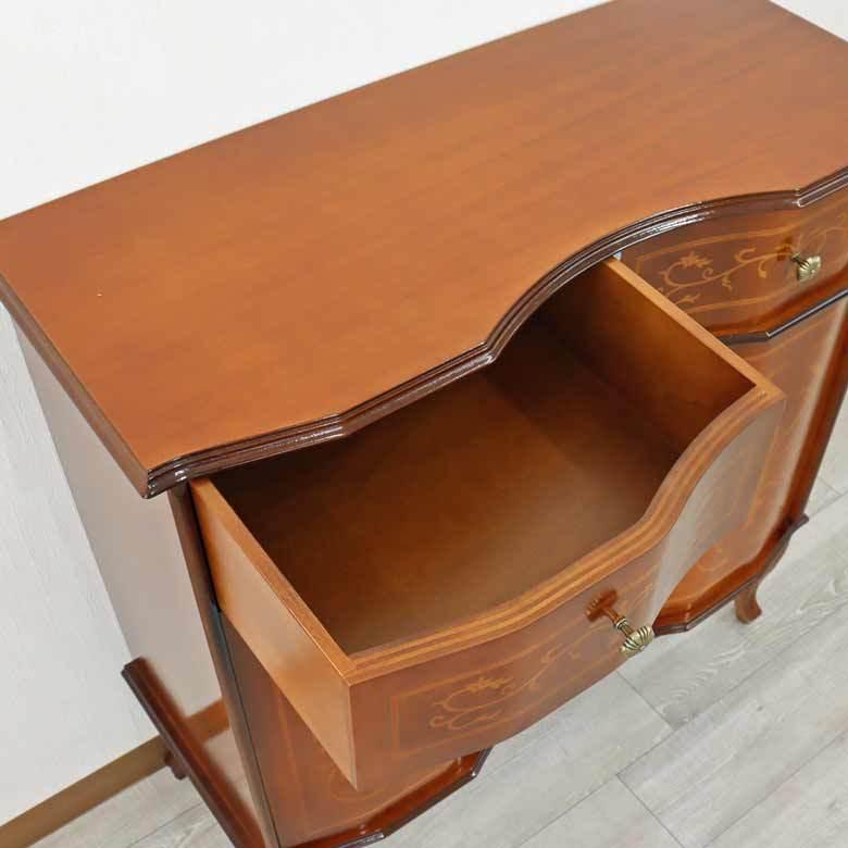 チェスト 木製 象嵌 猫脚 ローキャビネット 88cm サイドボード 119