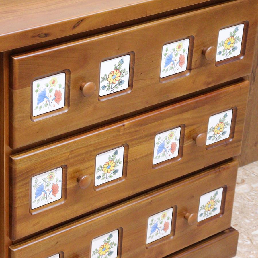 カントリー コンソール マホガニー タイル チェスト : インテリア北欧