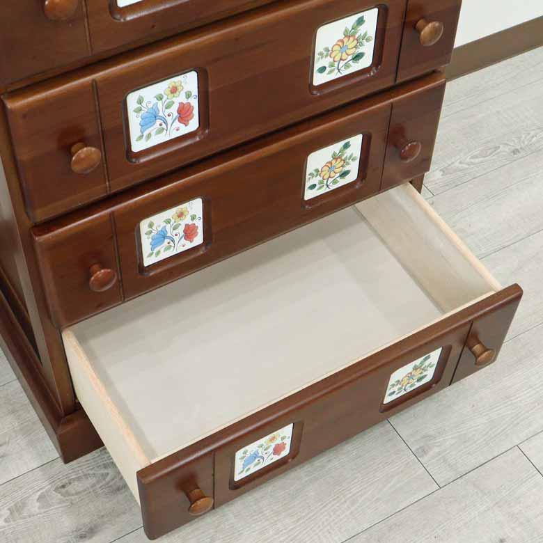 カントリー 5段チェスト マホガニー タイル チェスト : インテリア北欧