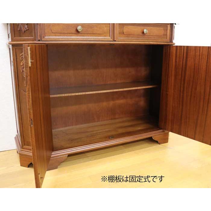 キャビネット 木製 イタリア 完成品 猫脚 象嵌 ブラウン ヨーロピアン