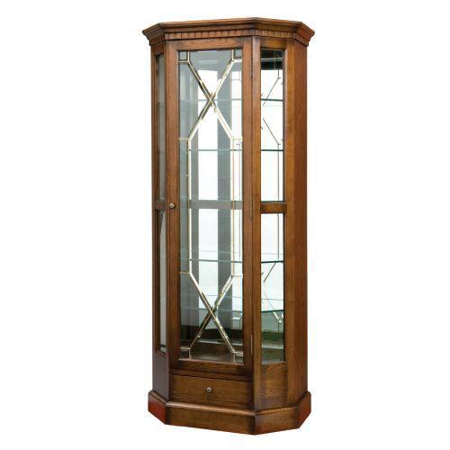 ショーケース キャビネット ステンドグラス 木製 オーク レトロ