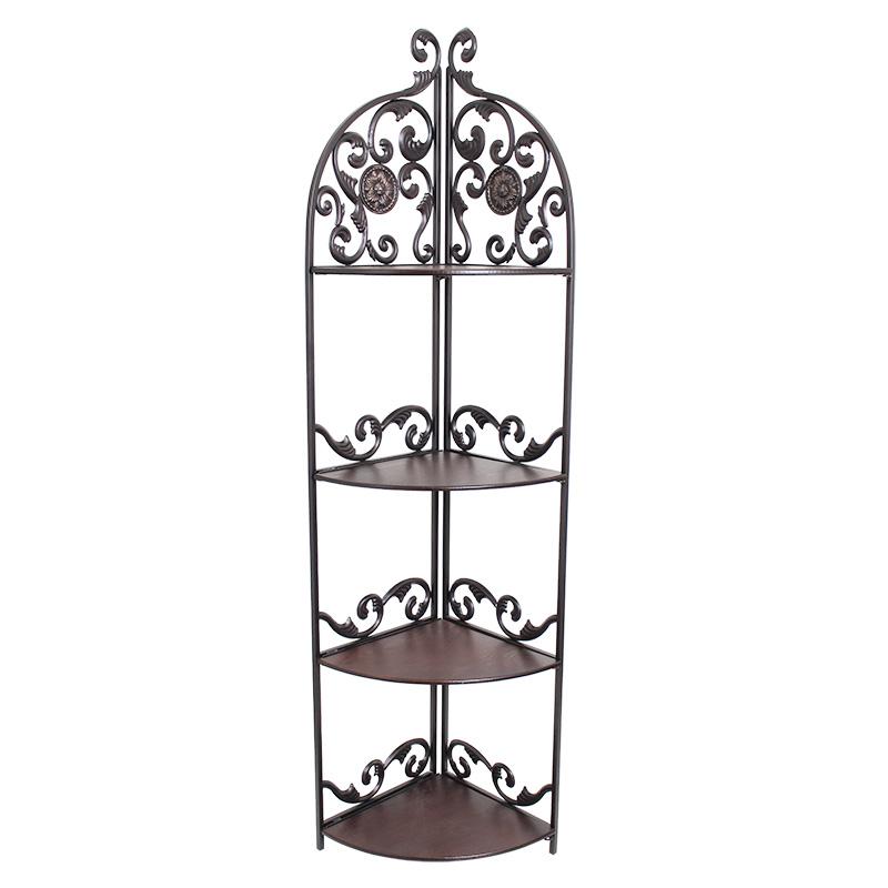 アイアンコーナーラック 4段シェルフ 陳列台 店舗什器 アンティーク FM