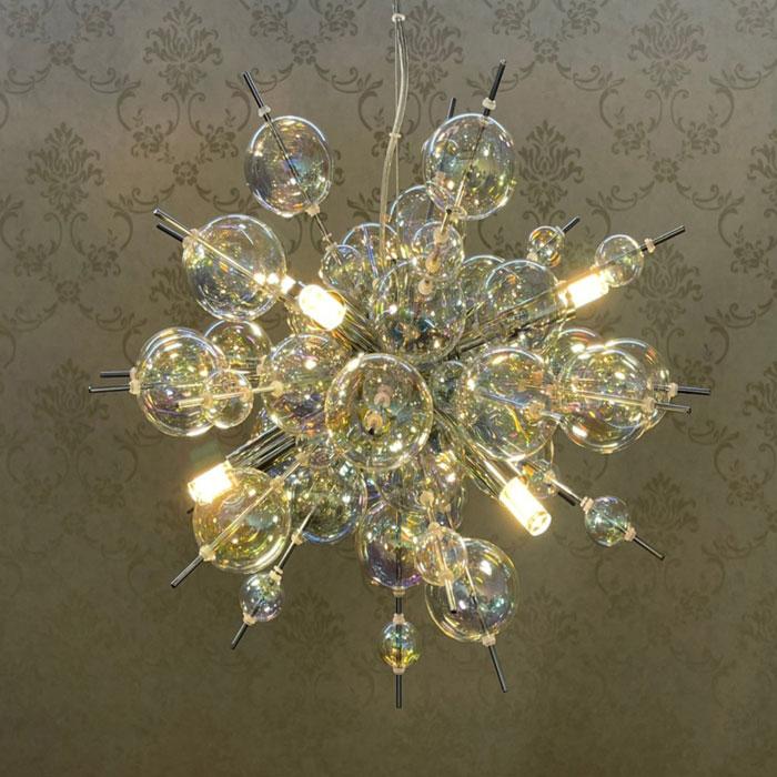 バブル シャボン玉 シャンデリア ゴールド シルバー オーロラ 6灯