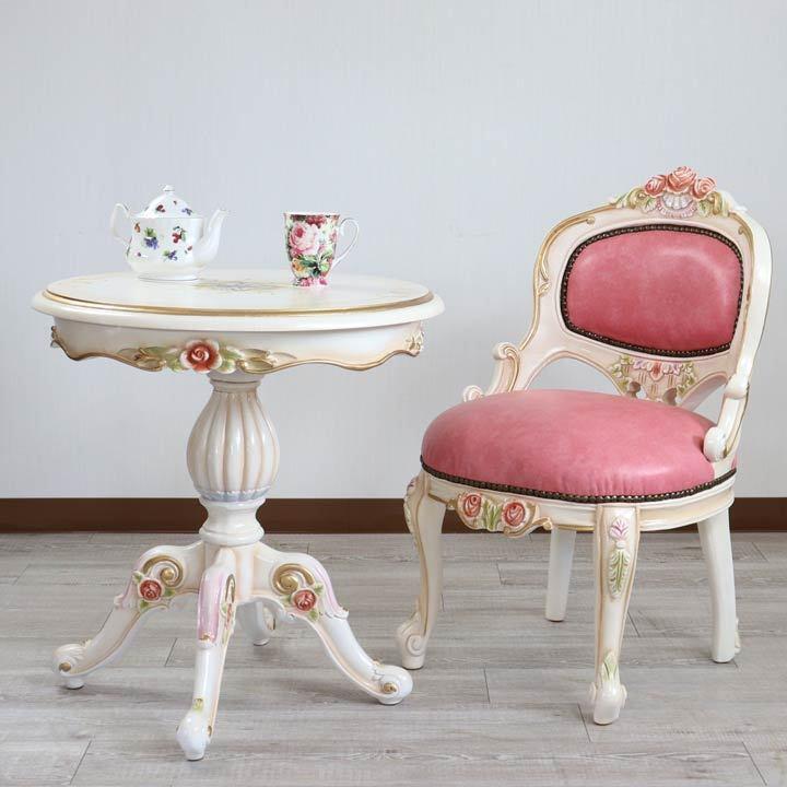 ロココ調 ティーテーブルセット 60cm ラウンドテーブル 3点セット