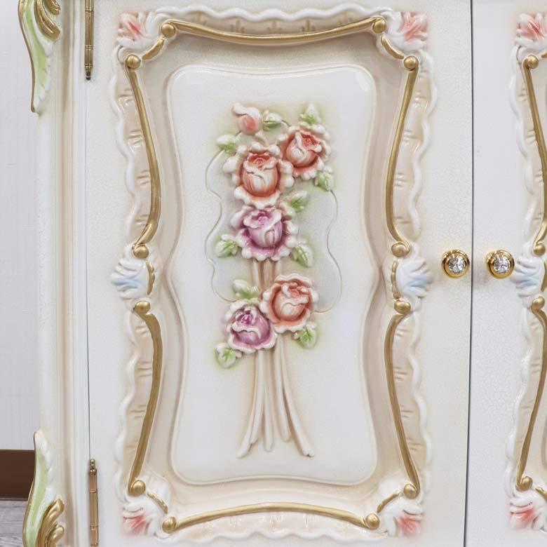 ロココ調 サイドボード 84cm リビングボード キャビネット 完成品 猫脚