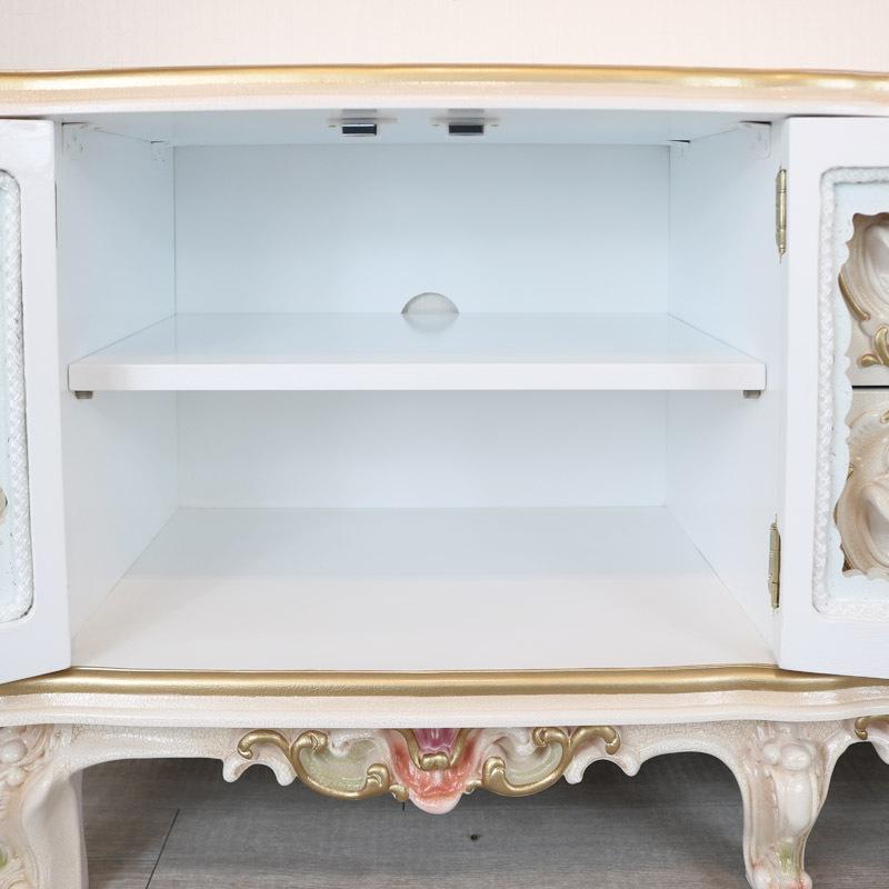 ロココ調 テレビボード 105cm クラック仕上げ テレビ台 ローボード 白