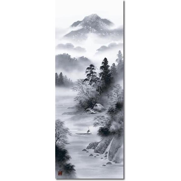 掛軸 掛け軸-閑雅悠景/江本修山 山水掛軸送料無料(尺五)床の間 和室