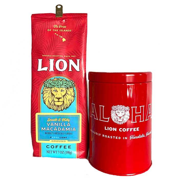 ライオンコーヒー キャニスター 缶 赤 LION COFFEE 250gまで入ります