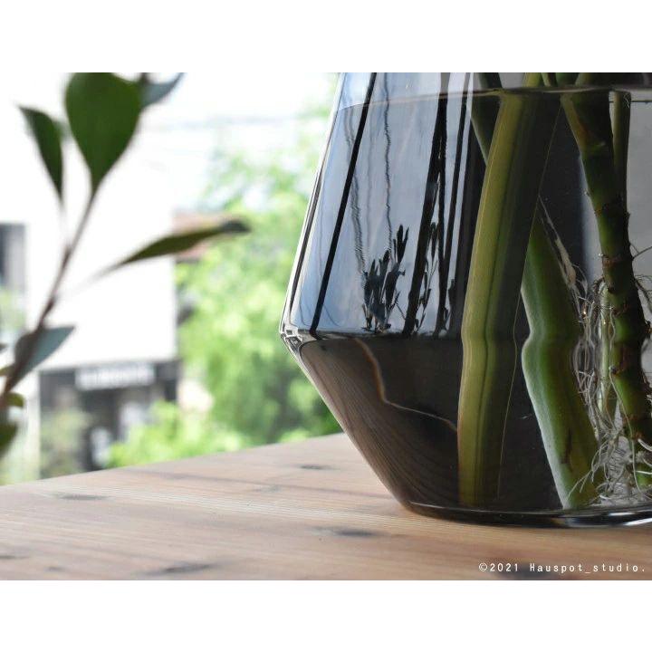 花瓶 枝物 大きめ モダン 北欧 ビッグガラスベース グレーガラス 直径