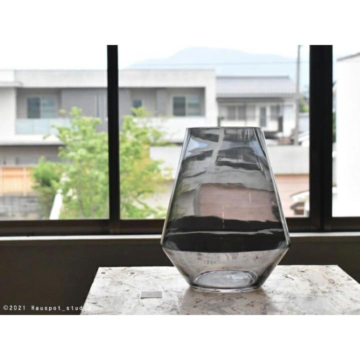 花瓶 枝物 大きめ モダン 北欧 ビッグガラスベース グレーガラス 直径