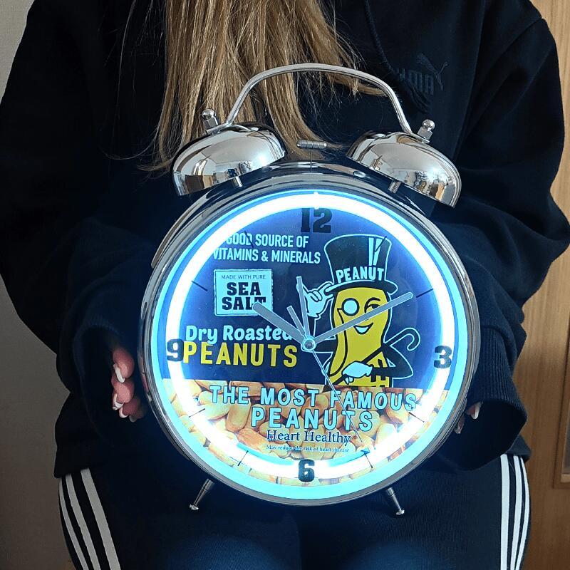 アメリカン レトロ 時計 ネオンアラームクロック ライト レトロ ブルー