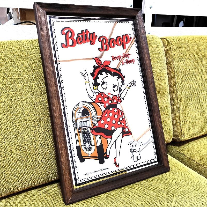 パブミラー かわいい ベティ・ブープ 鏡 ウッド キャラクター レトロ