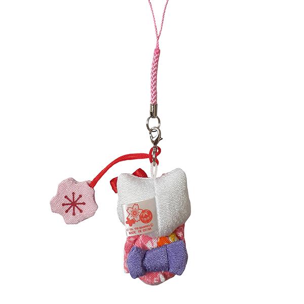 ハローキティ はろうきてぃ日本人形 ちりめん根付け ピンク（幸福桜