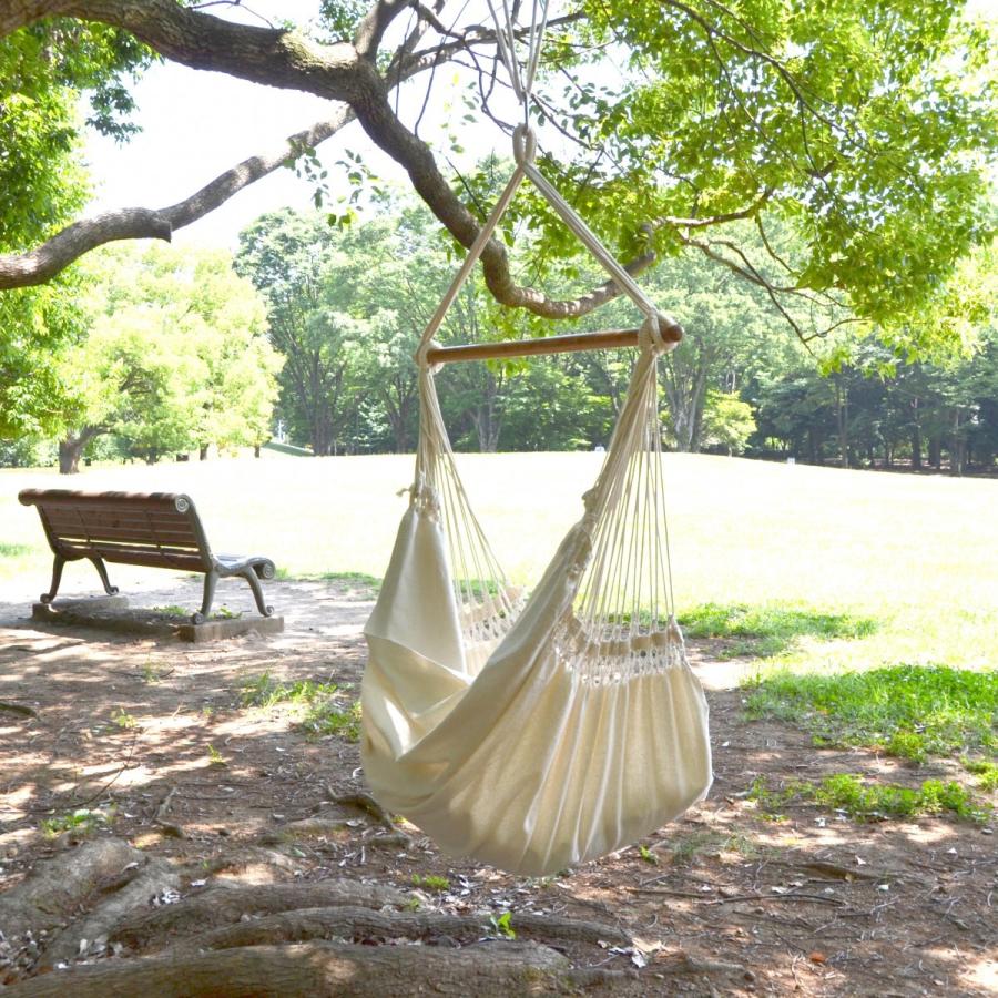 チェアハンモック ハンモックチェア 白系「オフホワイト・マクラメ編み