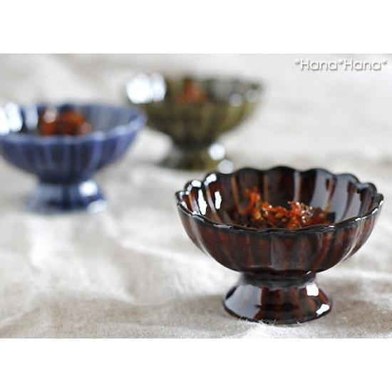 食器 和食器 小鉢 豆鉢 足つき カネコ小兵 ぎやまん陶 菊形高台珍味